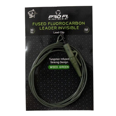 LEADER FLUOROCARBON INVIZIBIL PROFL CU LEAD CLIP - 1m- 30lbs