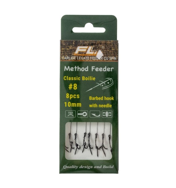 SET 8 CARLIGE LEGATE CLASSIC BOILIE FEEDER BARBED