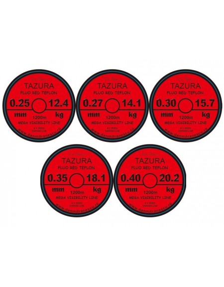 MONOFILAMENT TAZURA FLUO RED TEFLON 1200m