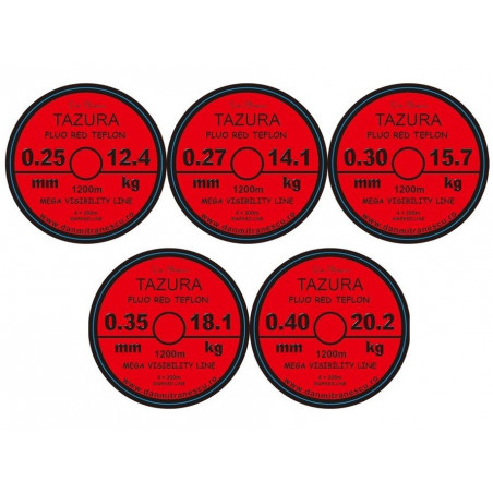 MONOFILAMENT TAZURA FLUO RED TEFLON 1200m