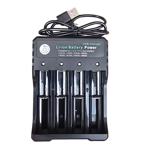 Incarcator 4 Acumulatori 18650 la USB -  1000mAh