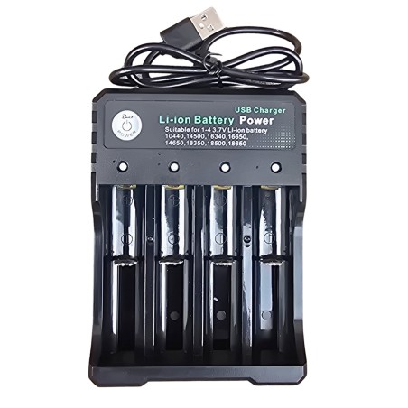 Incarcator 4 Acumulatori 18650 la USB -  1000mAh